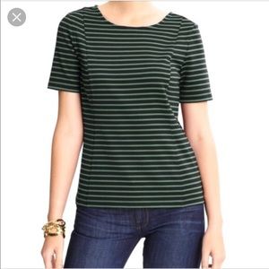 BANANA REPUBLIC NAVY GREEN STRIPED TOP SIZE 0